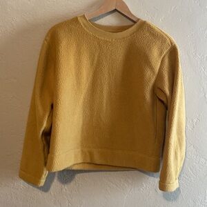 Everlane Long Sleeve Raglan Fleece Mustard Sweatshirt Crew Neck Fuzzy Soft S